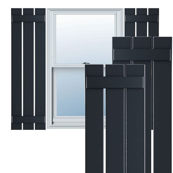 Ekena Millwork True Fit PVC Three Board Spaced Board-n-Batten Shutters, Starless Night Blue , 17 1/8W x 44H, PR - TFP101SBF17X044OB