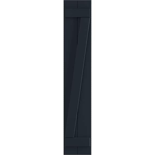Ekena Millwork True Fit PVC Two Board Joined Board-n-Batten Shutters w/Z-Bar, Starless Night Blue, 10 3/4W x 29H, PR - TFP102BBF11X029OB
