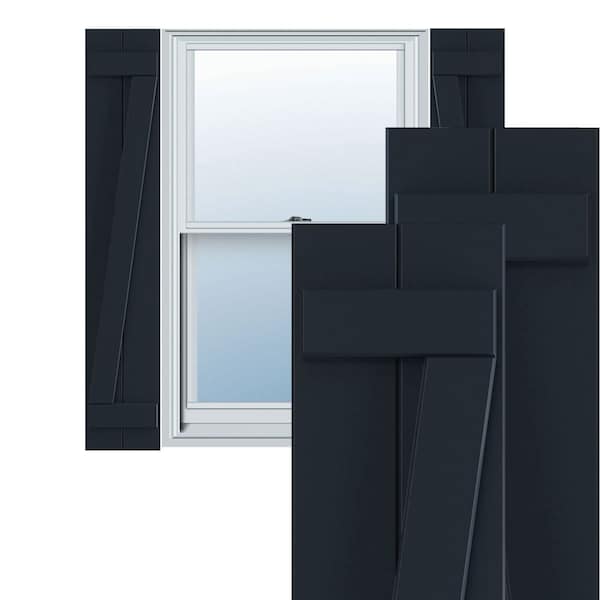 Ekena Millwork True Fit PVC Two Board Joined Board-n-Batten Shutters w/Z-Bar, Starless Night Blue, 10 3/4W x 29H, PR - TFP102BBF11X029OB
