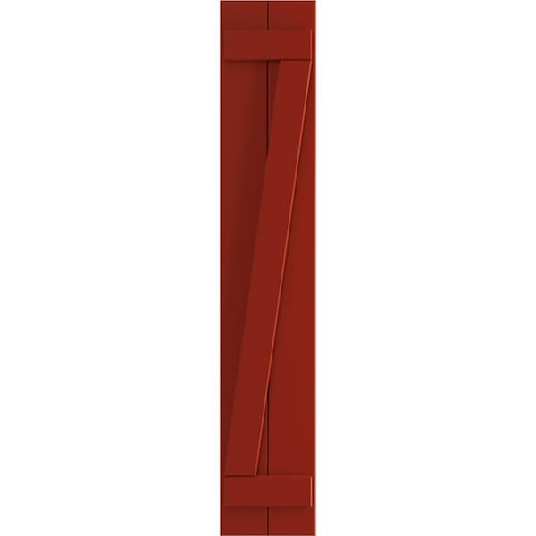 Ekena Millwork True Fit PVC Two Board Joined Board-n-Batten Shutters w/Z-Bar, Fire Red , 10 3/4W x 51H, PR - TFP102BBF11X051BR
