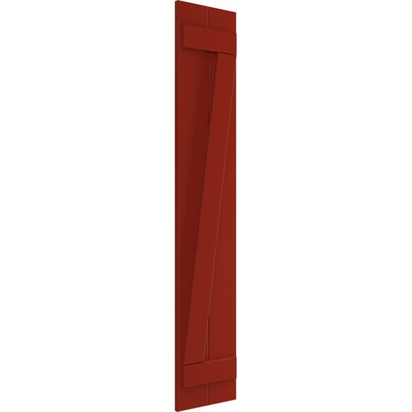 Ekena Millwork True Fit PVC Two Board Joined Board-n-Batten Shutters w/Z-Bar, Fire Red , 10 3/4W x 51H, PR - TFP102BBF11X051BR