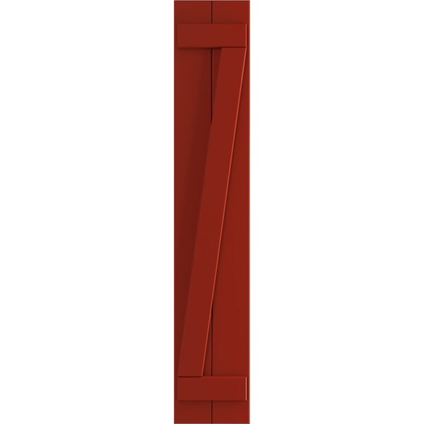 Ekena Millwork True Fit PVC Two Board Joined Board-n-Batten Shutters w/Z-Bar, Fire Red , 10 3/4W x 51H, PR - TFP102BBF11X051BR