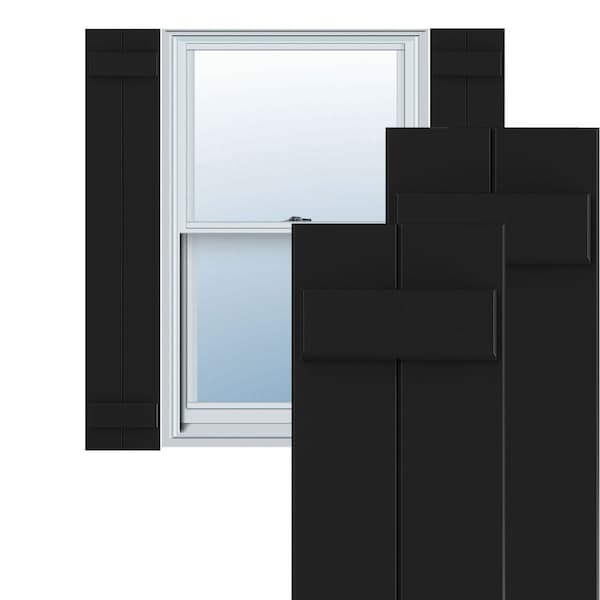 Ekena Millwork True Fit PVC Two Board Joined Board-n-Batten Shutters, Black, 10 3/4W x 74H, PR - TFP101BBF11X074BL