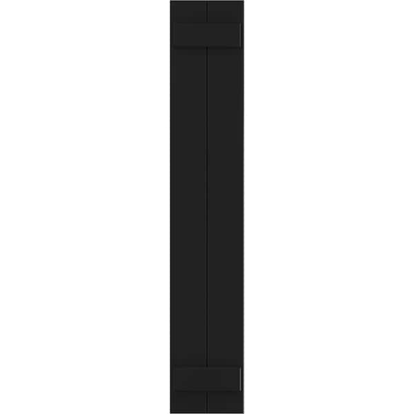 Ekena Millwork True Fit PVC Two Board Joined Board-n-Batten Shutters, Black, 10 3/4W x 74H, PR - TFP101BBF11X074BL