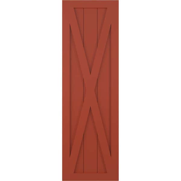 Ekena Millwork True Fit PVC Single X-Board Farmhouse Fixed Mount Shutters, Colorful Leaves, 15W x 79H, PR - TFP001FH15X079CL