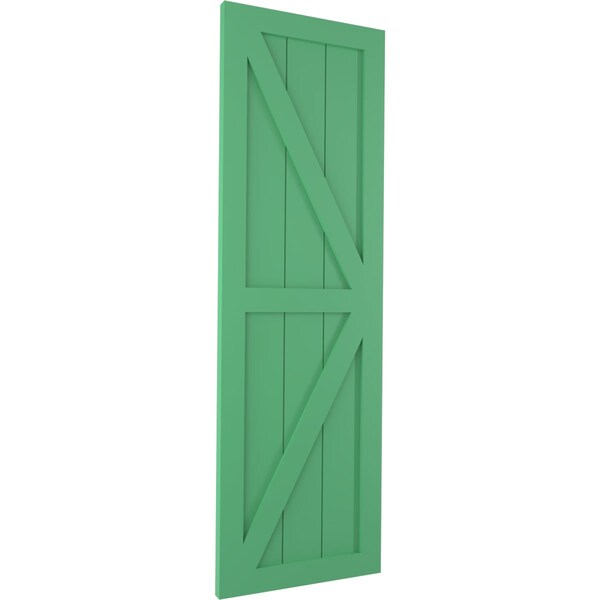 Ekena Millwork True Fit PVC Two Equal Panel Farmhouse Fixed Mount Shutters w/ Z-Bar, Lilly Pads , 18W x 33H, PR - TFP102FH18X033LP