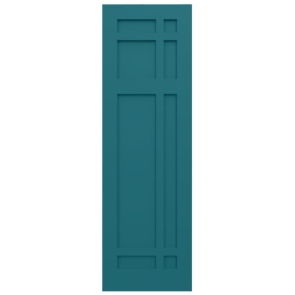 Ekena Millwork True Fit PVC San Juan Capistrano Mission Style Fixed Mount Shutters, Antigua, 15W x 43H, PR - TFP001SJ15X043AN
