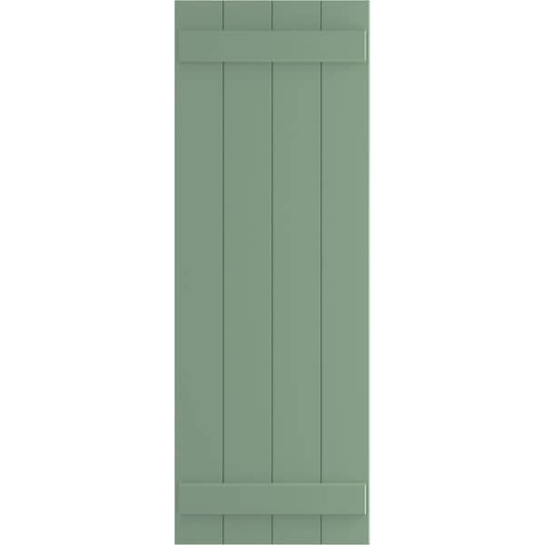 Ekena Millwork True Fit PVC, Four Board Joined Board-n-Batten Shutters, Track Green, 21 1/2W x 75H, PR - TFP101BBF21X075TG