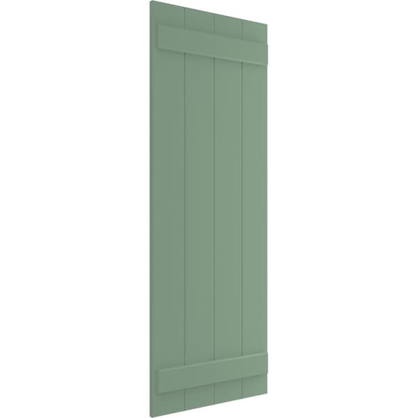 Ekena Millwork True Fit PVC, Four Board Joined Board-n-Batten Shutters, Track Green, 21 1/2W x 75H, PR - TFP101BBF21X075TG