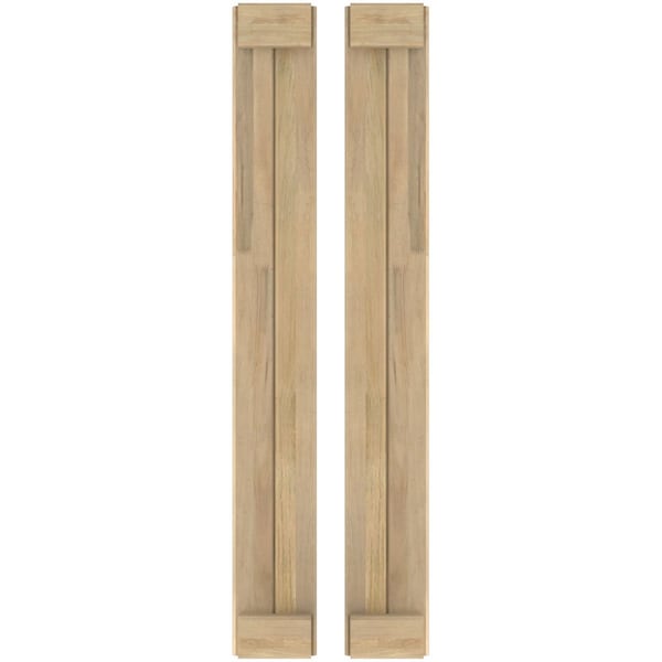 Ekena Millwork Americraft 2-Board Exterior Wood Joined Board-n-Batten Shutters w/ End Batten, ARW103BB207X51UNH, PR - ARW103BB207X51UNH
