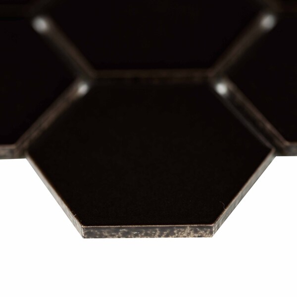 Msi Black Hexagon 11.63 In. X 12.75 In. X 6Mm Matte Porcelain Mesh-Mounted Mosaic Tile, 15PK - ZOR-MD-0345