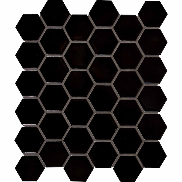 Msi Black Hexagon 11.63 In. X 12.75 In. X 6Mm Matte Porcelain Mesh-Mounted Mosaic Tile, 15PK - ZOR-MD-0345