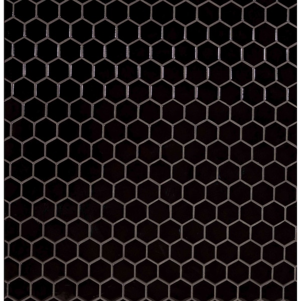 Msi Black Hexagon 11.63 In. X 12.75 In. X 6Mm Matte Porcelain Mesh-Mounted Mosaic Tile, 15PK - ZOR-MD-0345