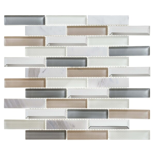 Andova Tiles ANDOVA TILES Mergo 1" x 3" Beveled Marble Brick Joint Mosaic Tile - ANDMER485
