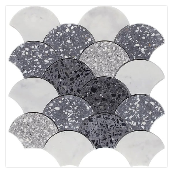 Apollo Tile Stellare 12 x 12 in. Honed White, Gray Terrazzo, Wall and Floor Tile 5 sq ft/case, 5PK - APLVNZ8803SCA