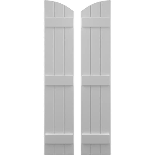 Ekena Millwork Americraft 3-Board (3 Batten) Wood Joined Board-n-Batten Shutters w/ Ellipt Top, ARW401BE311X36PRH - ARW401BE311X36PRH