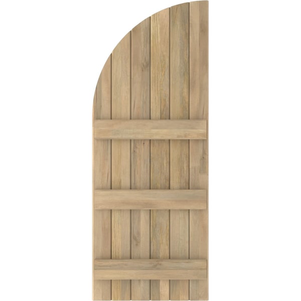 Ekena Millwork Americraft 6-Board (3 Batten) Wood Joined Board-n-Batten Shutters w/ Arch Top, ARW401BQ621X77UNH, PR - ARW401BQ621X77UNH