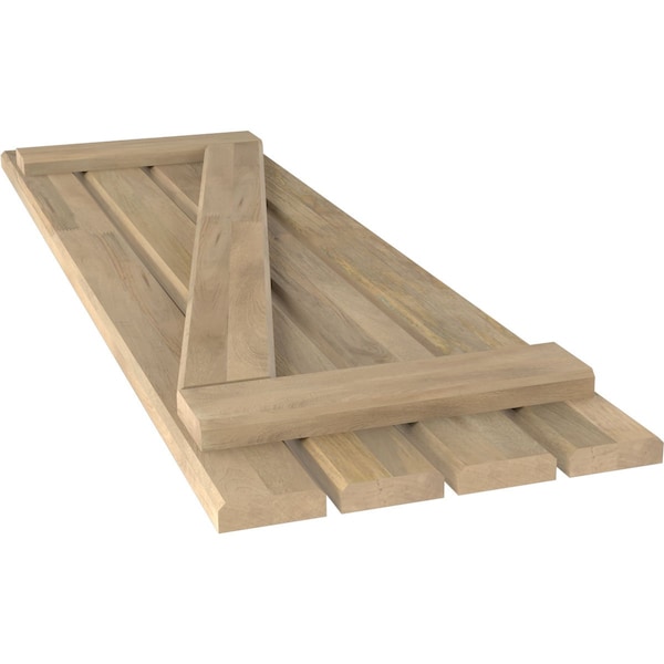 Ekena Millwork Americraft 4-Board (2 Batten) Wood Spaced Board-n-Batten Shutters w/ Z-Bar, ARW102SB415X79UNH, PR - ARW102SB415X79UNH