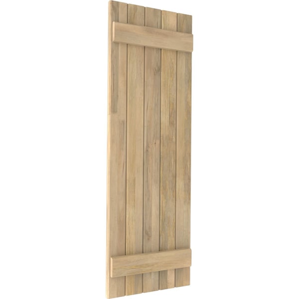 Ekena Millwork Americraft 5-Board (2 Batten) Exterior Real Wood Joined Board-n-Batten Shutters, ARW101BB518X71UNH, PR - ARW101BB518X71UNH