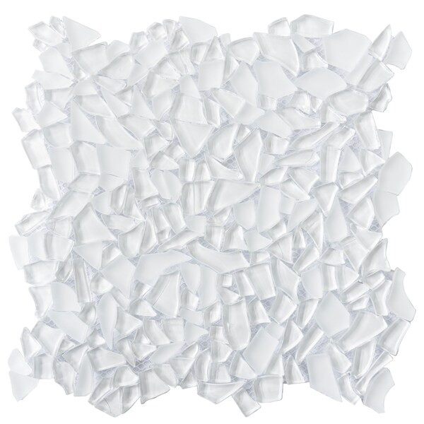 Apollo Tile White Pebble 4.83 sq.ft 11.8 in. x11.8 in. Glass Mosaic Tile, 5PK - APLGEM992EC19