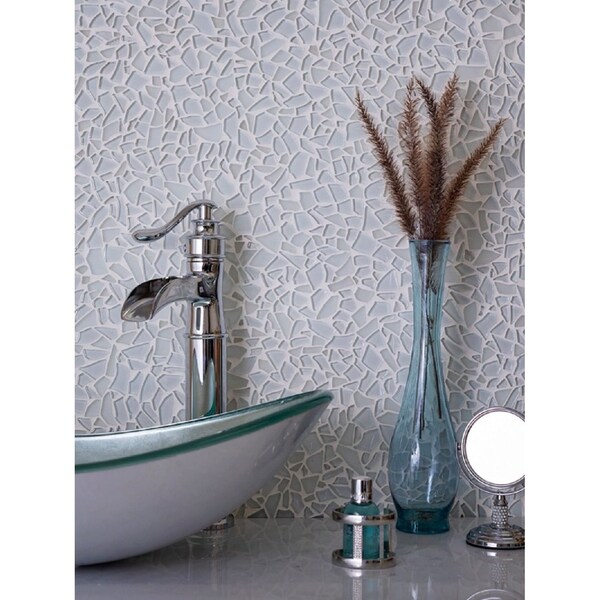 Apollo Tile White Pebble 4.83 sq.ft 11.8 in. x11.8 in. Glass Mosaic Tile, 5PK - APLGEM992EC19