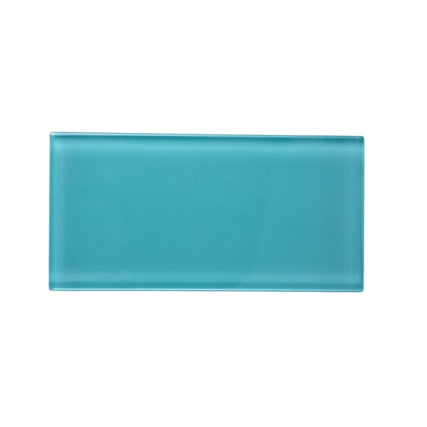 Apollo Tile 3X6 Aquamarine Glossy Subway Glass Tile 5 Sq.Ft., 40PK - APLA9904136EC106