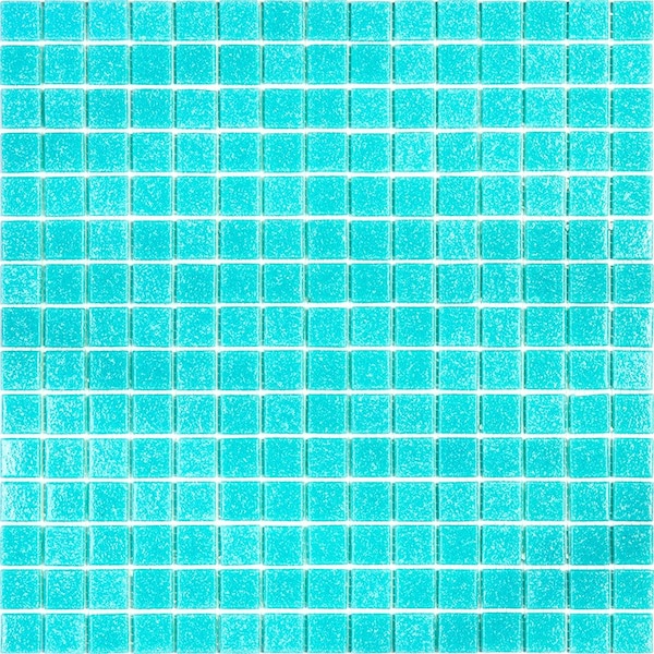 Apollo Tile Dune 12 in. x 12 in. Glossy Neon Aqua Green Glass Mosaic Wall and Floor Tile 20 sq. ft./case, 20PK - APLSA88GN402A