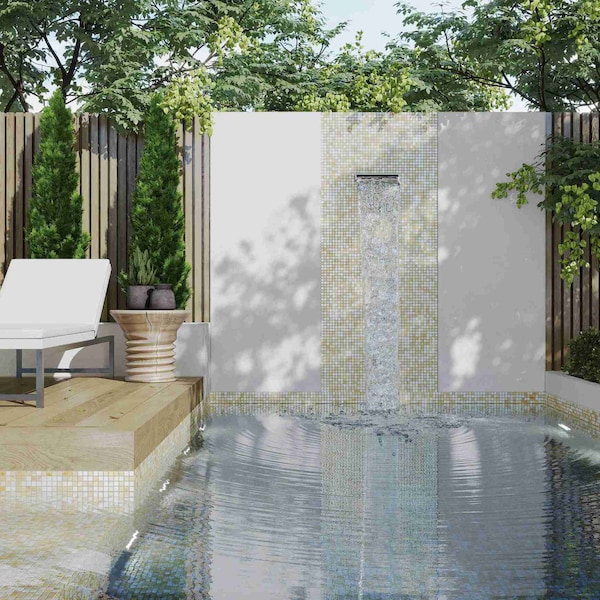 Apollo Tile Mingles 11.6inx11.6in Glossy Yellow Gold and White Glass Mosaic Wall Floor Tile 18.69 sqft/cs, 20PK - MIX1588BG336A