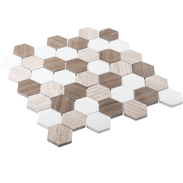 Andova Tiles SAMPLE Channing 2 x 2 Marble Honeycomb Mosaic Floor Use Tile - SAM-ANDCHA122