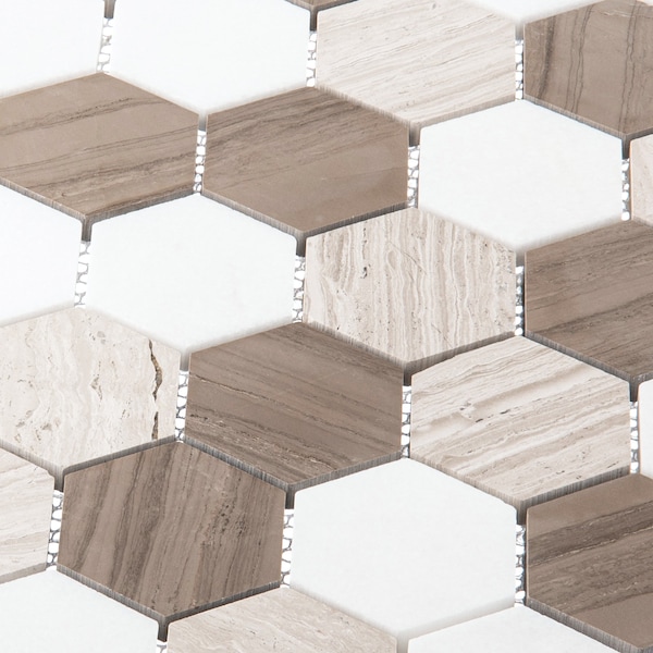 Andova Tiles SAMPLE Channing 2 x 2 Marble Honeycomb Mosaic Floor Use Tile - SAM-ANDCHA122