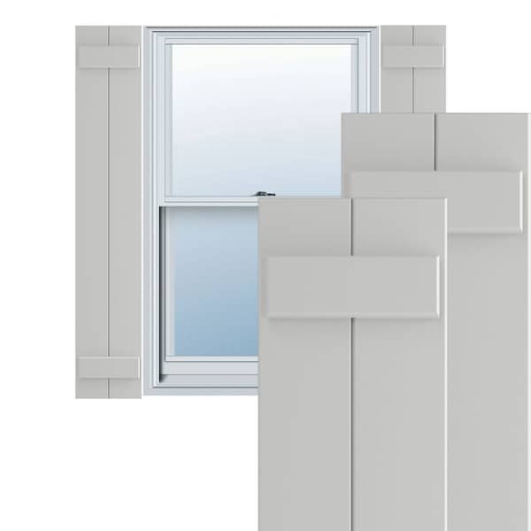 Ekena Millwork True Fit PVC Two Board Joined Board-n-Batten Shutters, Hailstorm Gray, 10 3/4W x 49H, PR - TFP101BBF11X049ST