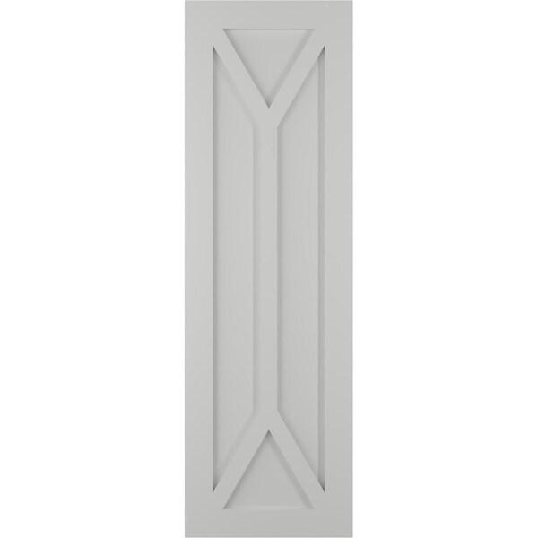 Ekena Millwork True Fit PVC San Carlos Mission Style Fixed Mount Shutters, Hailstorm Gray, 12W x 31H, PR - TFP001SC12X031ST