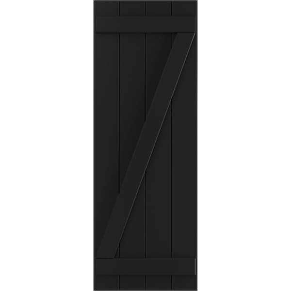 Ekena Millwork True Fit PVC Four Board Joined Board-n-Batten Shutters w/Z-Bar, Black , 21 1/2W x 46H, PR - TFP102BBF21X046BL