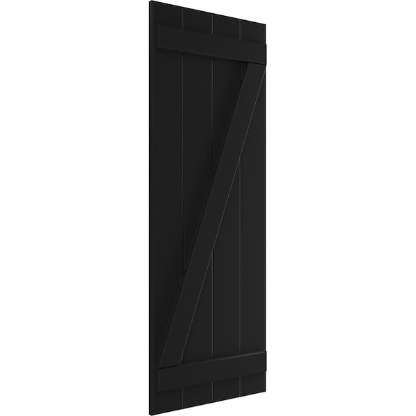 Ekena Millwork True Fit PVC Four Board Joined Board-n-Batten Shutters w/Z-Bar, Black , 21 1/2W x 46H, PR - TFP102BBF21X046BL
