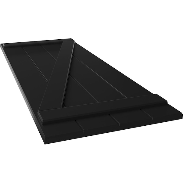 Ekena Millwork True Fit PVC Four Board Joined Board-n-Batten Shutters w/Z-Bar, Black , 21 1/2W x 46H, PR - TFP102BBF21X046BL