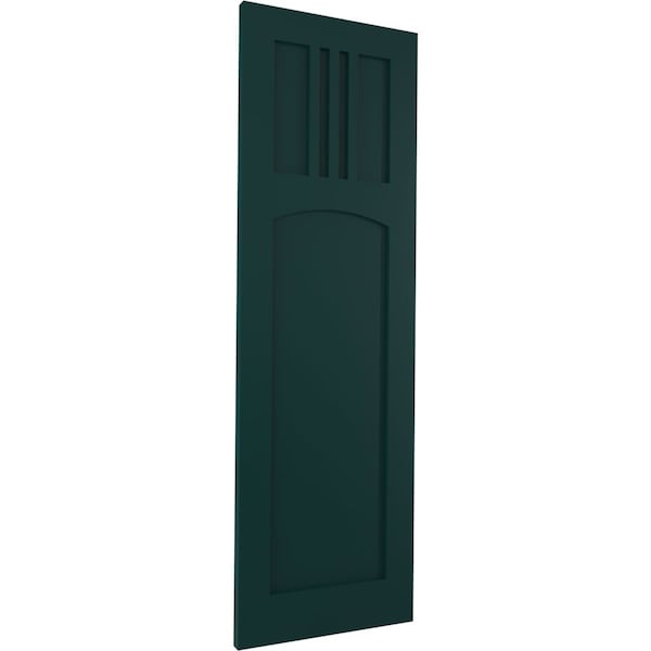 Ekena Millwork True Fit PVC San Miguel Mission Style Fixed Mount Shutters, Thermal Green, 12W x 48H, PR - TFP001SM12X048FG