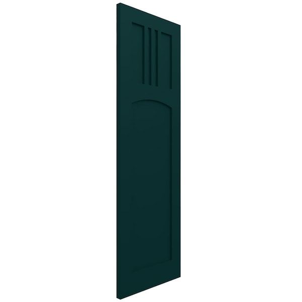 Ekena Millwork True Fit PVC San Miguel Mission Style Fixed Mount Shutters, Thermal Green, 12W x 48H, PR - TFP001SM12X048FG