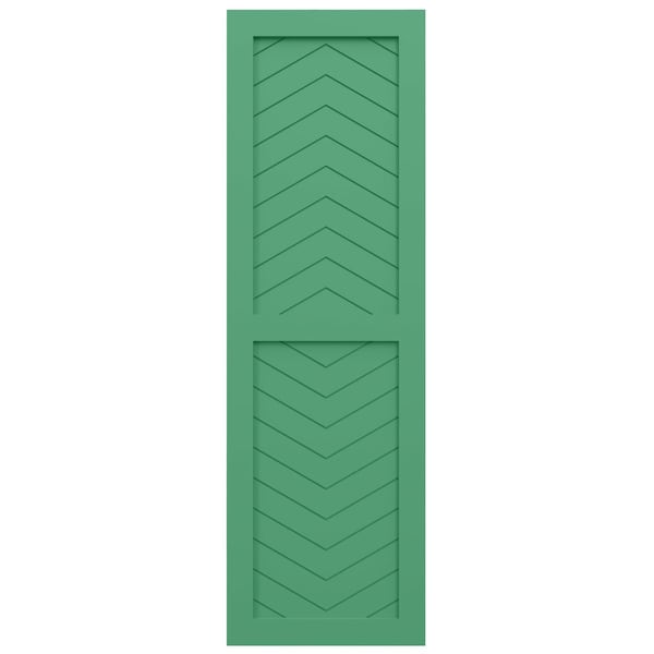 Ekena Millwork True Fit PVC Two Panel Chevron Modern Style Fixed Mount Shutters, Lilly Pads, 18W x 30H, PR - TFP101CV18X030LP