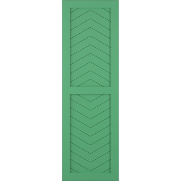 Ekena Millwork True Fit PVC Two Panel Chevron Modern Style Fixed Mount Shutters, Lilly Pads, 18W x 30H, PR - TFP101CV18X030LP