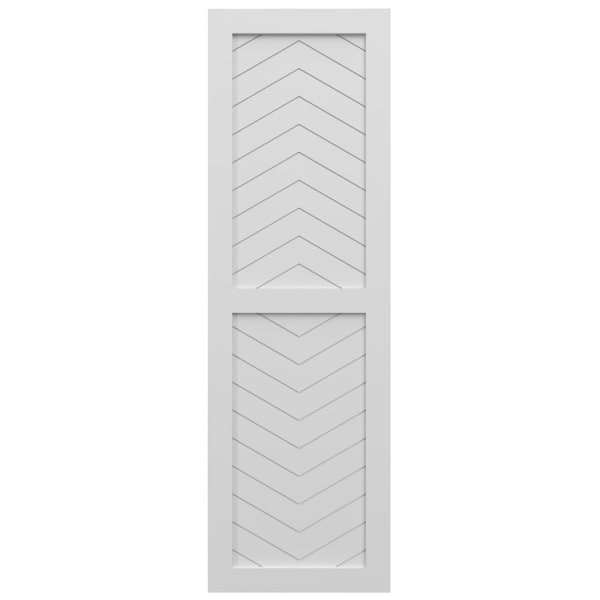 Ekena Millwork True Fit PVC Two Panel Chevron Modern Style Fixed Mount Shutters, White, 18W x 59H, PR - TFP101CV18X059WH