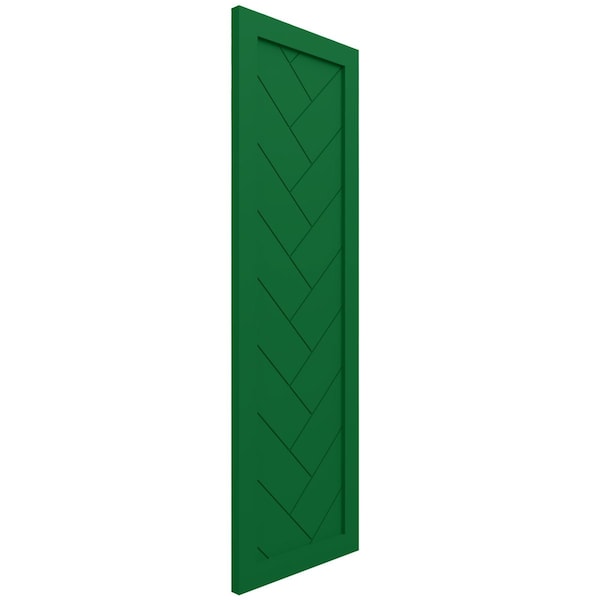 Ekena Millwork True Fit PVC Single Panel Herringbone Modern Style Fixed Mount Shutters, Viridian Green, 15"W x 53"H - TFP001HB15X053HG
