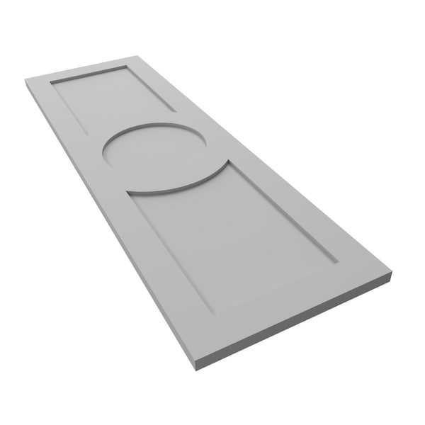Ekena Millwork True Fit PVC Center Circle Arts & Crafts Fixed Mount Shutters, Primed, 15"W x 33"H - TFP001AC15X033PR