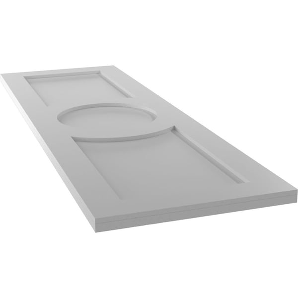 Ekena Millwork True Fit PVC Center Circle Arts & Crafts Fixed Mount Shutters, Primed, 15"W x 33"H - TFP001AC15X033PR