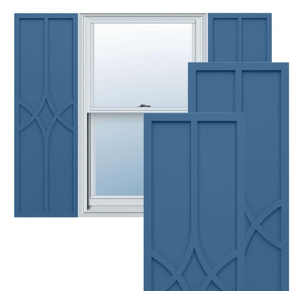 Ekena Millwork True Fit PVC Cedar Park Fixed Mount Shutters, Sojourn Blue, 12W x 49H, PR - TFP001CP12X049HB