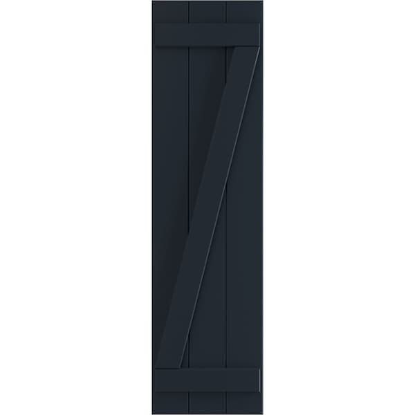 Ekena Millwork True Fit PVC Three Board Joined Board-n-Batten Shutters w/Z-Bar Starless Night Blue, 16 1/8Wx30H, PR - TFP102BBF16X030OB