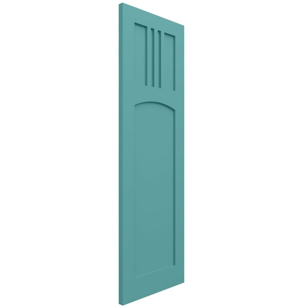 Ekena Millwork True Fit PVC San Miguel Mission Style Fixed Mount Shutters, Pure Turquoise, 18W x 66H, PR - TFP001SM18X066PT