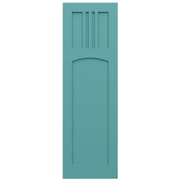 Ekena Millwork True Fit PVC San Miguel Mission Style Fixed Mount Shutters, Pure Turquoise, 18W x 66H, PR - TFP001SM18X066PT