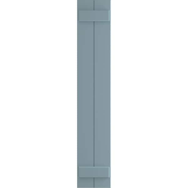 Ekena Millwork True Fit PVC Two Board Joined Board-n-Batten Shutters, Peaceful Blue, 10 3/4W x 25H, PR - TFP101BBF11X025SB