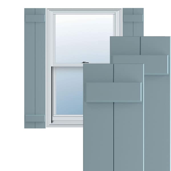 Ekena Millwork True Fit PVC Two Board Joined Board-n-Batten Shutters, Peaceful Blue, 10 3/4W x 25H, PR - TFP101BBF11X025SB