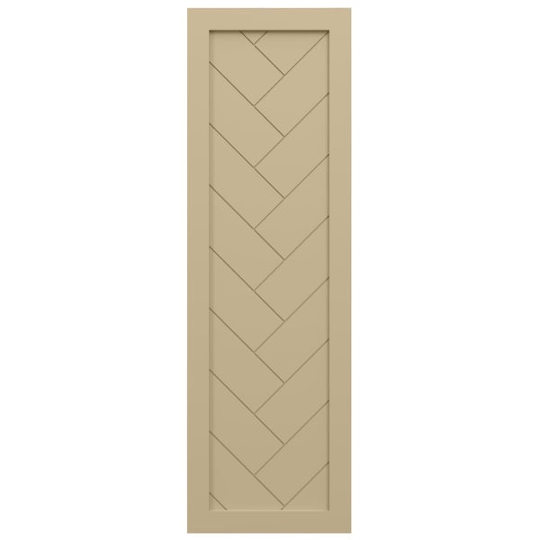 Ekena Millwork True Fit PVC Single Panel Herringbone Modern Style Fixed Mount Shutters, Natural Twine, 18W x 72H, PR - TFP001HB18X072NT